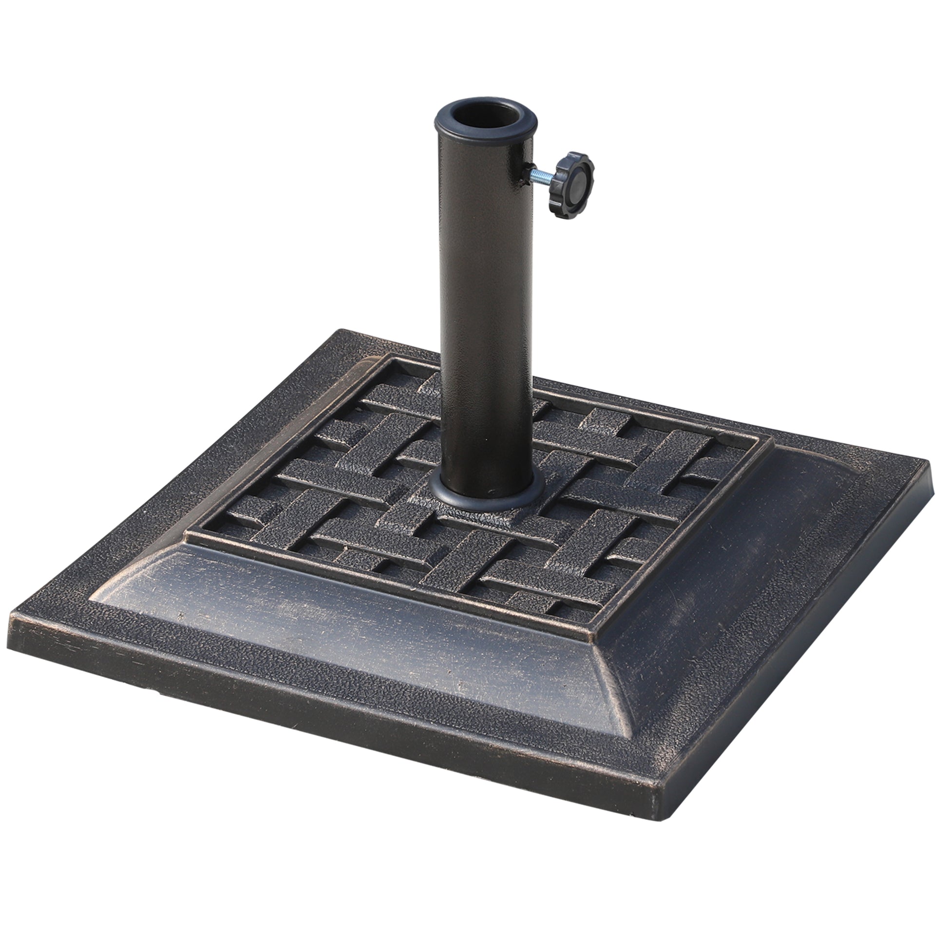 Umbrella Stand Polyester Resin 9kg Umbrella Base for Umbrella Pole of 38mm/48mm Diameter Stand for Garden, Balcony, Bronze