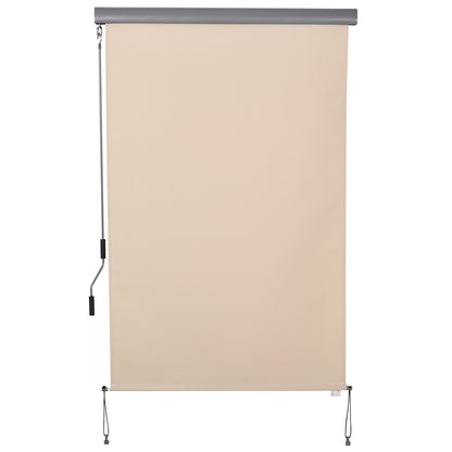 Vertical Awning Balcony Awning Vertical Windshield Side Roller Blind Privacy Screen with Hand Crank Polyester Fabric+Aluminum Cream White 200 x 120 cm
