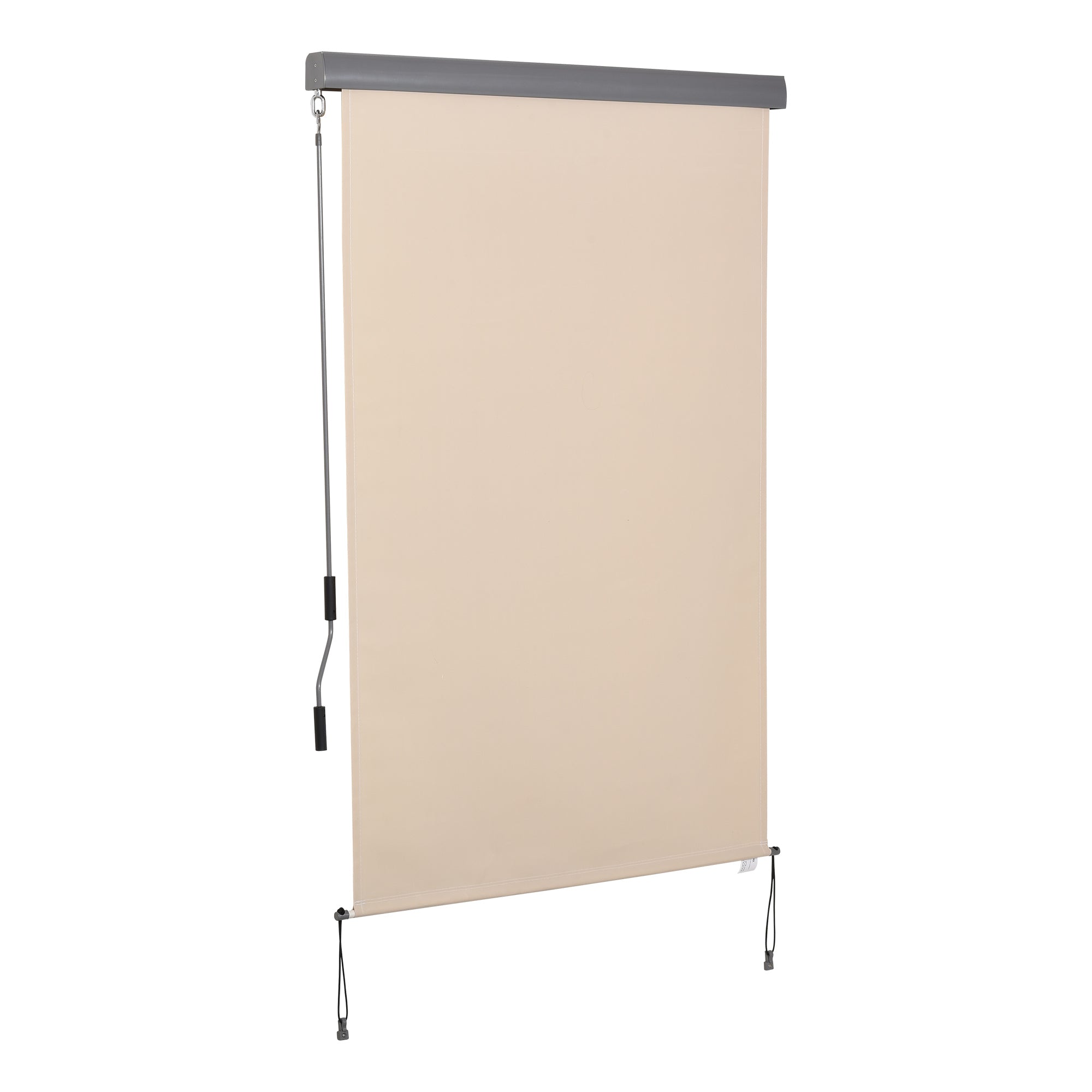 Vertical Awning Balcony Awning Vertical Windshield Side Roller Blind Privacy Screen with Hand Crank Polyester Fabric+Aluminum Cream White 200 x 120 cm