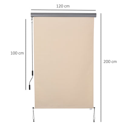 Vertical Awning Balcony Awning Vertical Windshield Side Roller Blind Privacy Screen with Hand Crank Polyester Fabric+Aluminum Cream White 200 x 120 cm