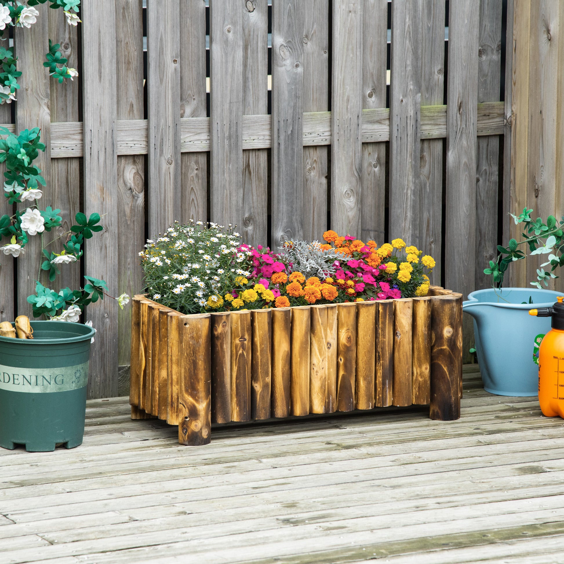 Raised Bed Planting Box Herb Bed Plant Bed Vegetable Flower Bed Flower Box, Pine Wood 78x35x30 cm