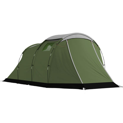 3–4 Person Camping Tent — Waterproof Family Tent with Sleeping Cabin, Front Awning & Living Area, 3000 mm Hydrostatic Head, Green