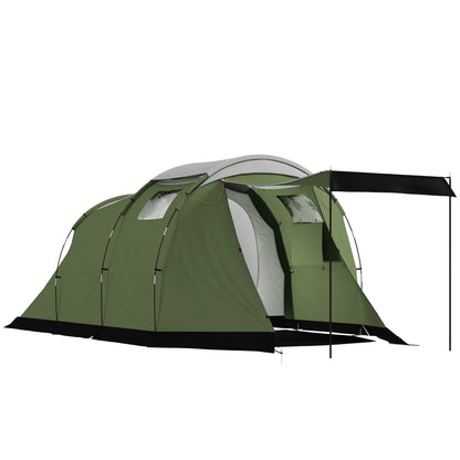 3–4 Person Camping Tent — Waterproof Family Tent with Sleeping Cabin, Front Awning & Living Area, 3000 mm Hydrostatic Head, Green