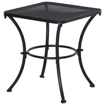 Side Table Garden Table 45 x 45 x 50 cm Rectangular Weatherproof Mesh-Style Balcony Table Metal Camping Table Coffee Table for Living Room Office Outdoor Indoor Black