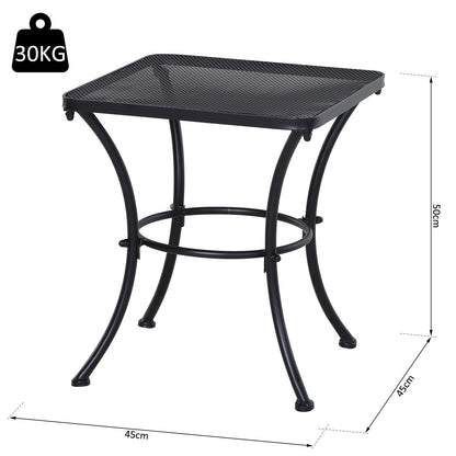 Side Table Garden Table 45 x 45 x 50 cm Rectangular Weatherproof Mesh-Style Balcony Table Metal Camping Table Coffee Table for Living Room Office Outdoor Indoor Black