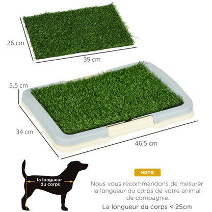 Dog Toilet Litter Box with Artificial Grass Mat, Grid Panel, and Tray, Training Pad for Pets, 46.5 x 34 cm