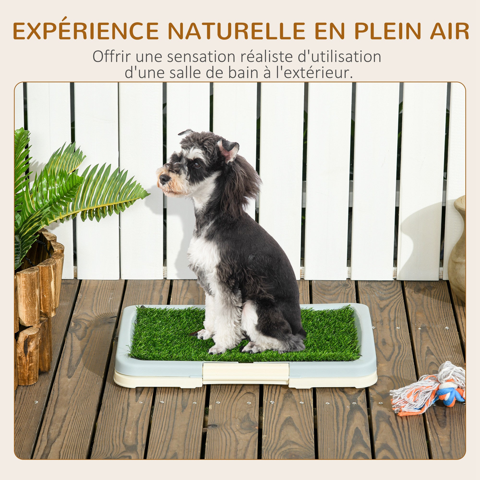 Dog Toilet Litter Box with Artificial Grass Mat, Grid Panel, and Tray, Training Pad for Pets, 46.5 x 34 cm
