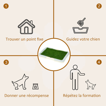 Dog Toilet Litter Box with Artificial Grass Mat, Grid Panel, and Tray, Training Pad for Pets, 46.5 x 34 cm