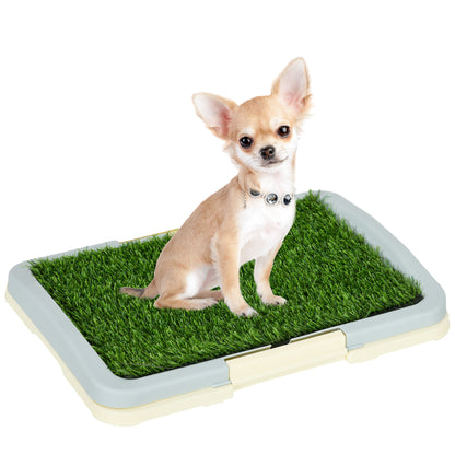 Dog Toilet Litter Box with Artificial Grass Mat, Grid Panel, and Tray, Training Pad for Pets, 46.5 x 34 cm