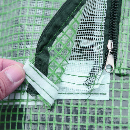 Rectangular Garden Steel Greenhouse with PE Cover, Roll-Up Doors and Windows, 180x140x80cm, Dark Green