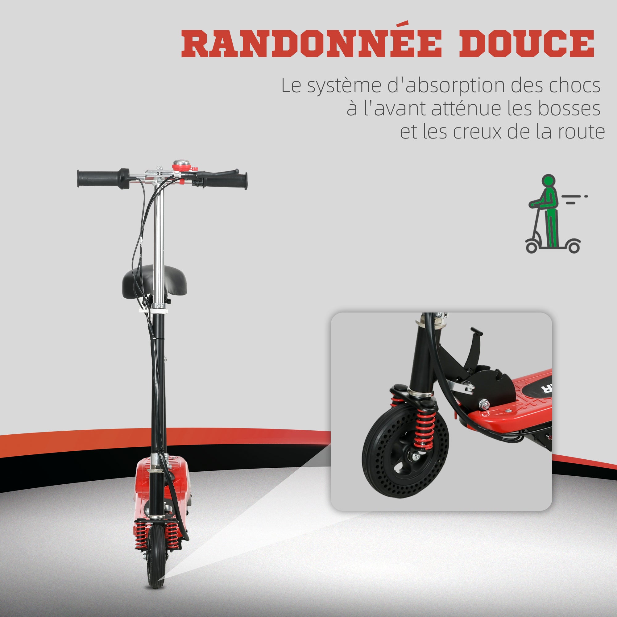 120 W Foldable Electric Scooter for Kids 7-14 Years Old, Max 15 Km/h, 2 Wheels Red