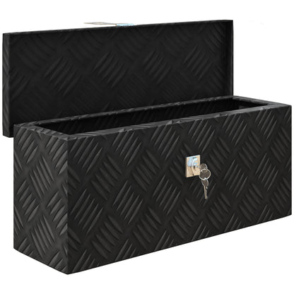 Storage Box - Aluminum Toolbox - Aluminum Tool Case with Key Lock 50L x 15.5W x 20.5H cm - Black