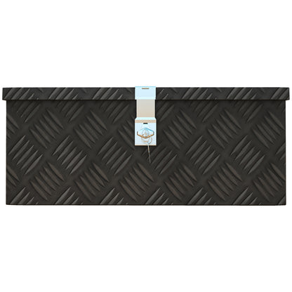 Storage Box - Aluminum Toolbox - Aluminum Tool Case with Key Lock 50L x 15.5W x 20.5H cm - Black