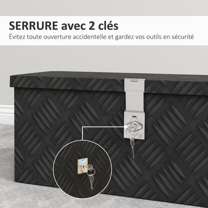 Storage Box - Aluminum Toolbox - Aluminum Tool Case with Key Lock 50L x 15.5W x 20.5H cm - Black