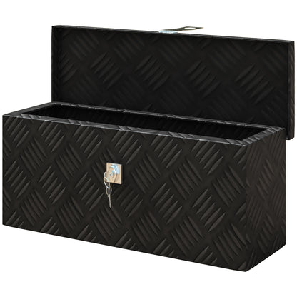 Storage Box - Aluminum Toolbox - Aluminum Tool Case with Key Lock 50L x 15.5W x 20.5H cm - Black