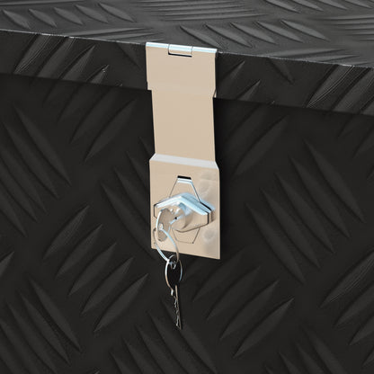 Storage Box - Aluminum Toolbox - Aluminum Tool Case with Key Lock 50L x 15.5W x 20.5H cm - Black