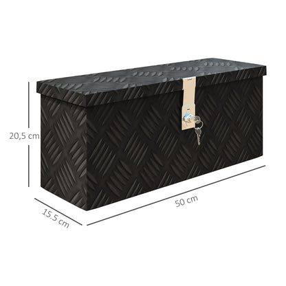 Storage Box - Aluminum Toolbox - Aluminum Tool Case with Key Lock 50L x 15.5W x 20.5H cm - Black