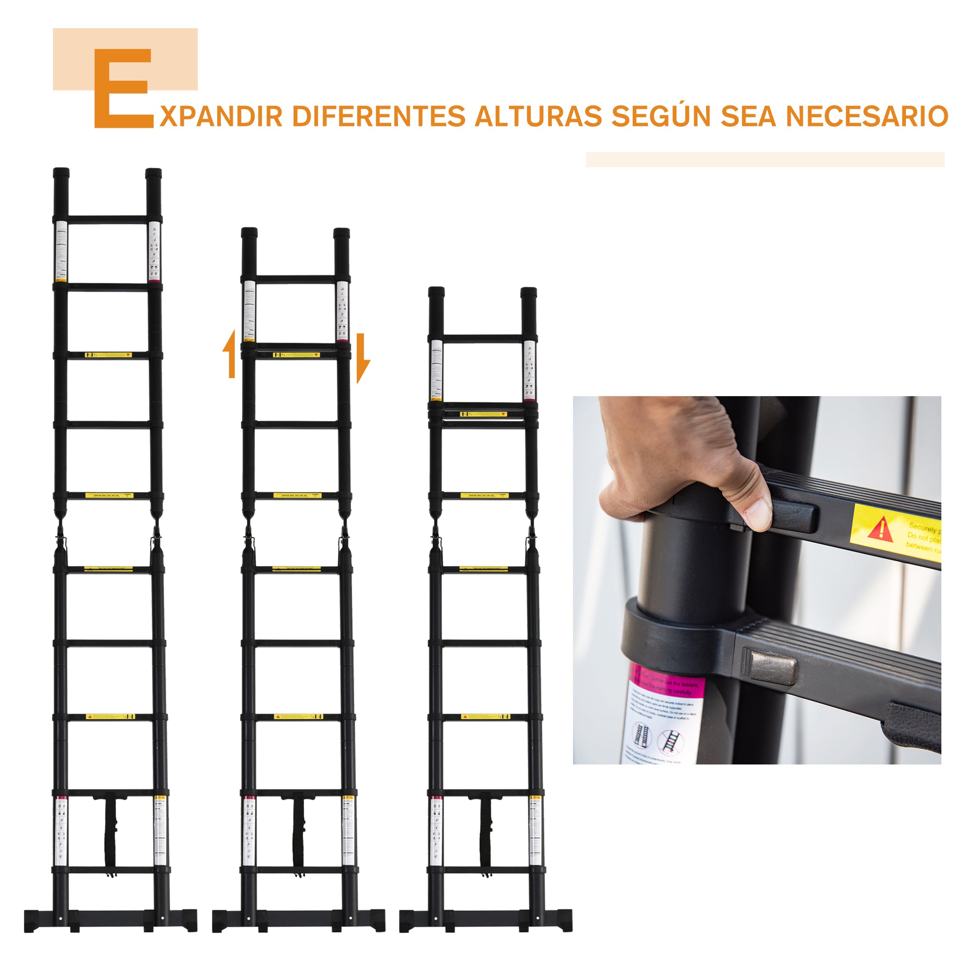 Telescopic Folding Multifunctional Stable A Frame Portable 10-Step Ladder 3 Ways Supports 150 kg Aluminum 320x67x7 cm Black
