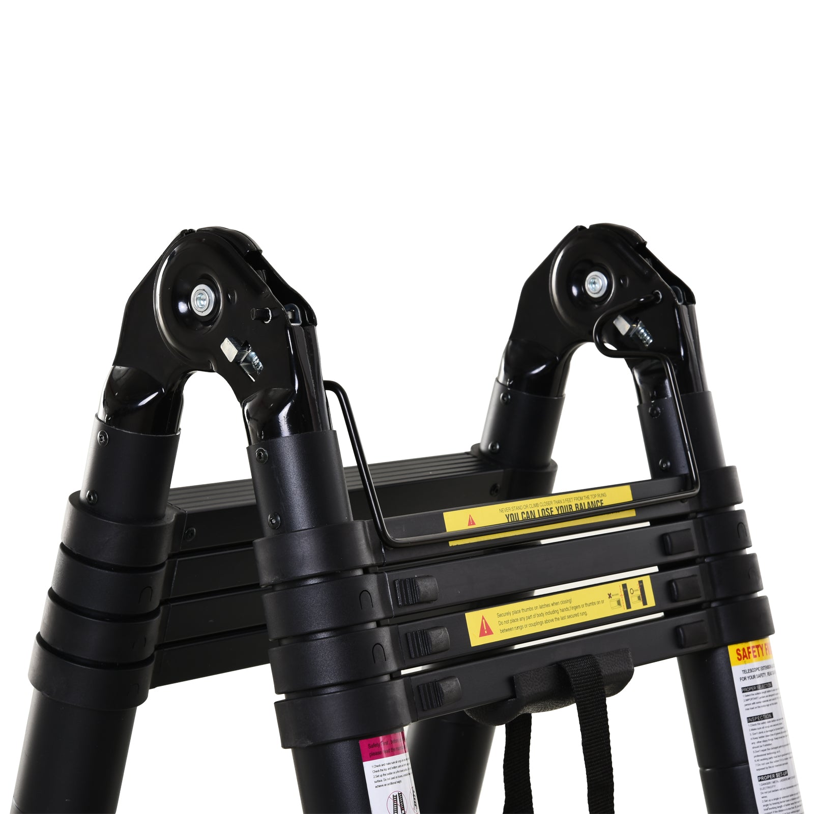 Telescopic Folding Multifunctional Stable A Frame Portable 10-Step Ladder 3 Ways Supports 150 kg Aluminum 320x67x7 cm Black