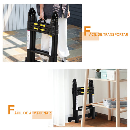 Telescopic Folding Multifunctional Stable A Frame Portable 10-Step Ladder 3 Ways Supports 150 kg Aluminum 320x67x7 cm Black