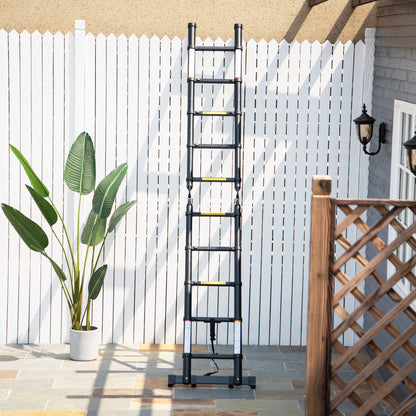 Telescopic Folding Multifunctional Stable A Frame Portable 10-Step Ladder 3 Ways Supports 150 kg Aluminum 320x67x7 cm Black