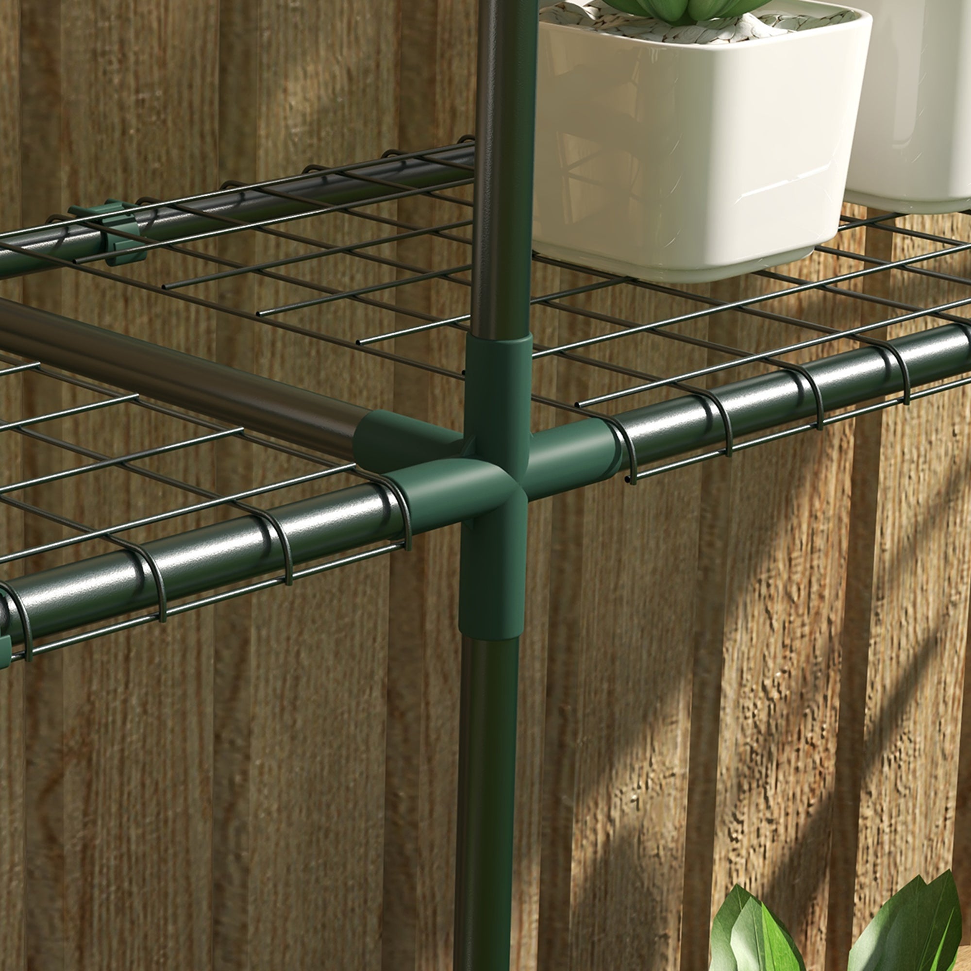 Plant Stand, Flower Rack Plant Staircase with 3 Tiers, Plant Stand, Flower Stand for Garden, Balcony, Steel, Dark Green, 222 x 30 x 114 cm