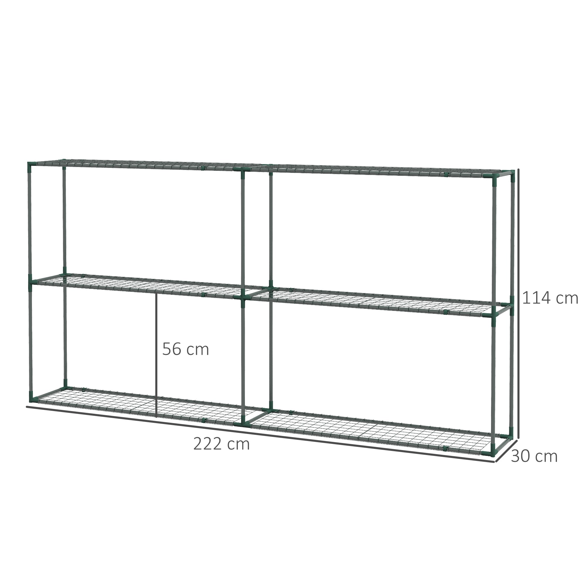 Plant Stand, Flower Rack Plant Staircase with 3 Tiers, Plant Stand, Flower Stand for Garden, Balcony, Steel, Dark Green, 222 x 30 x 114 cm