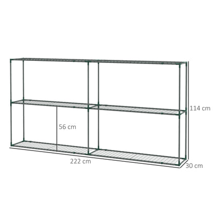 Plant Stand, Flower Rack Plant Staircase with 3 Tiers, Plant Stand, Flower Stand for Garden, Balcony, Steel, Dark Green, 222 x 30 x 114 cm