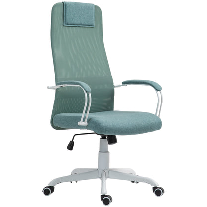Ergonomic Office Chair, Desk Chair, Rocking Function, Adjustable Seat Height, Swivel Wheels and Seat, Breathable Linen Effect Fabric, 120 kg Weight Capacity, Green