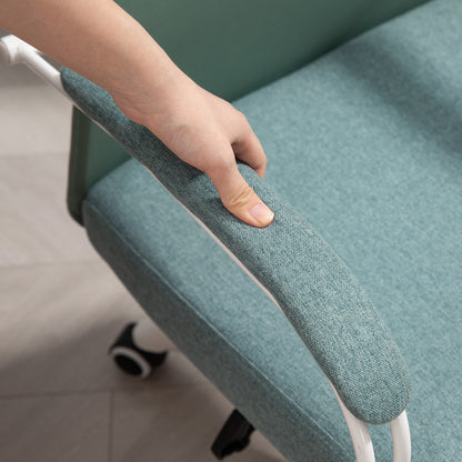 Ergonomic Office Chair, Desk Chair, Rocking Function, Adjustable Seat Height, Swivel Wheels and Seat, Breathable Linen Effect Fabric, 120 kg Weight Capacity, Green