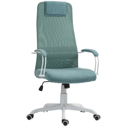 Ergonomic Office Chair, Desk Chair, Rocking Function, Adjustable Seat Height, Swivel Wheels and Seat, Breathable Linen Effect Fabric, 120 kg Weight Capacity, Green