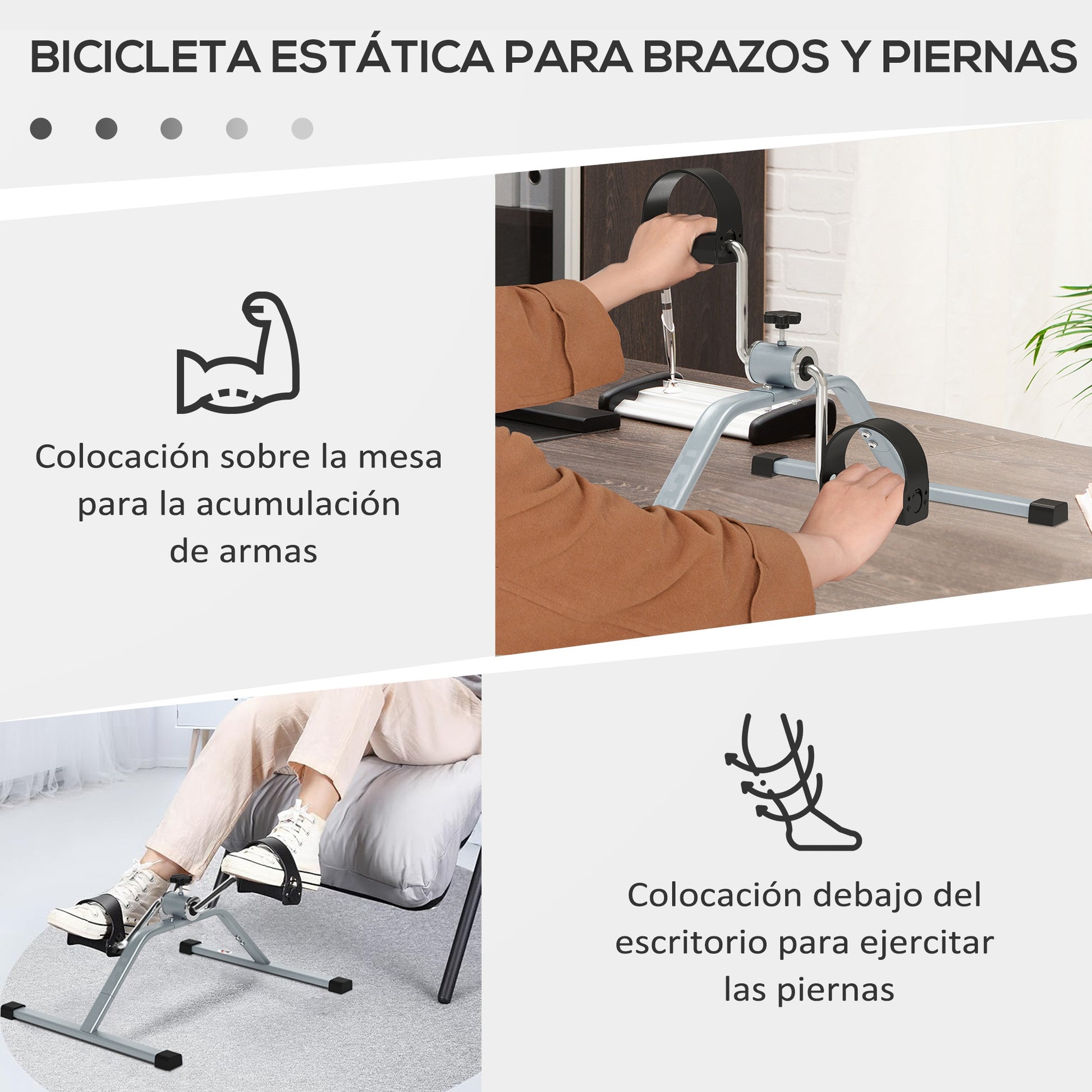 Mini Steel Static Exercise Bike 2-in-1 Arm and Leg Exercise Device Portable Design for Fitness Enthusiasts at Home or Office 40x53x29cm