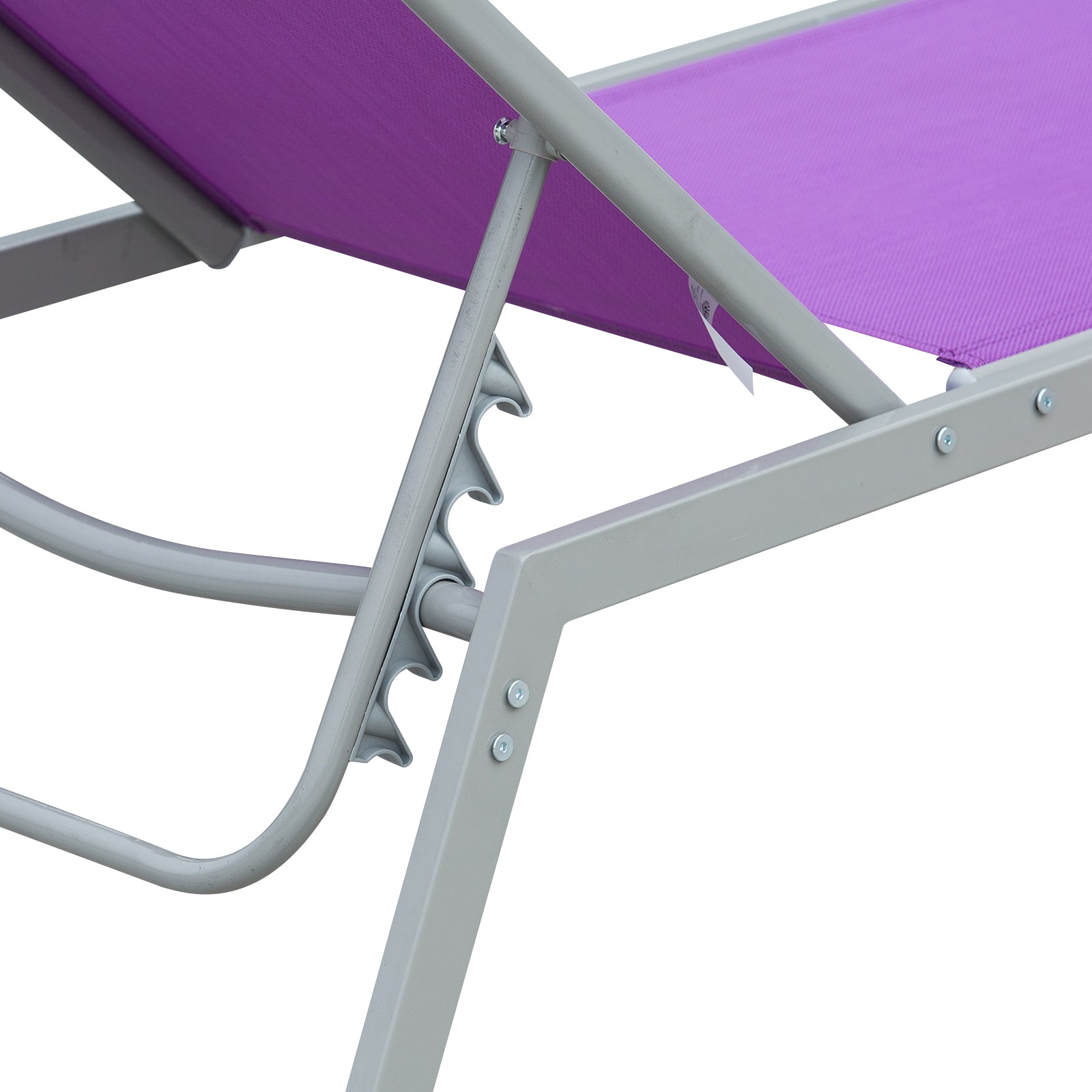 Sun Lounger - Chaise Longue - Contemporary Design - Multi-Position Reclining Backrest - Epoxy Metal Textilene Mauve - dim. 170 x 58 x 97 cm