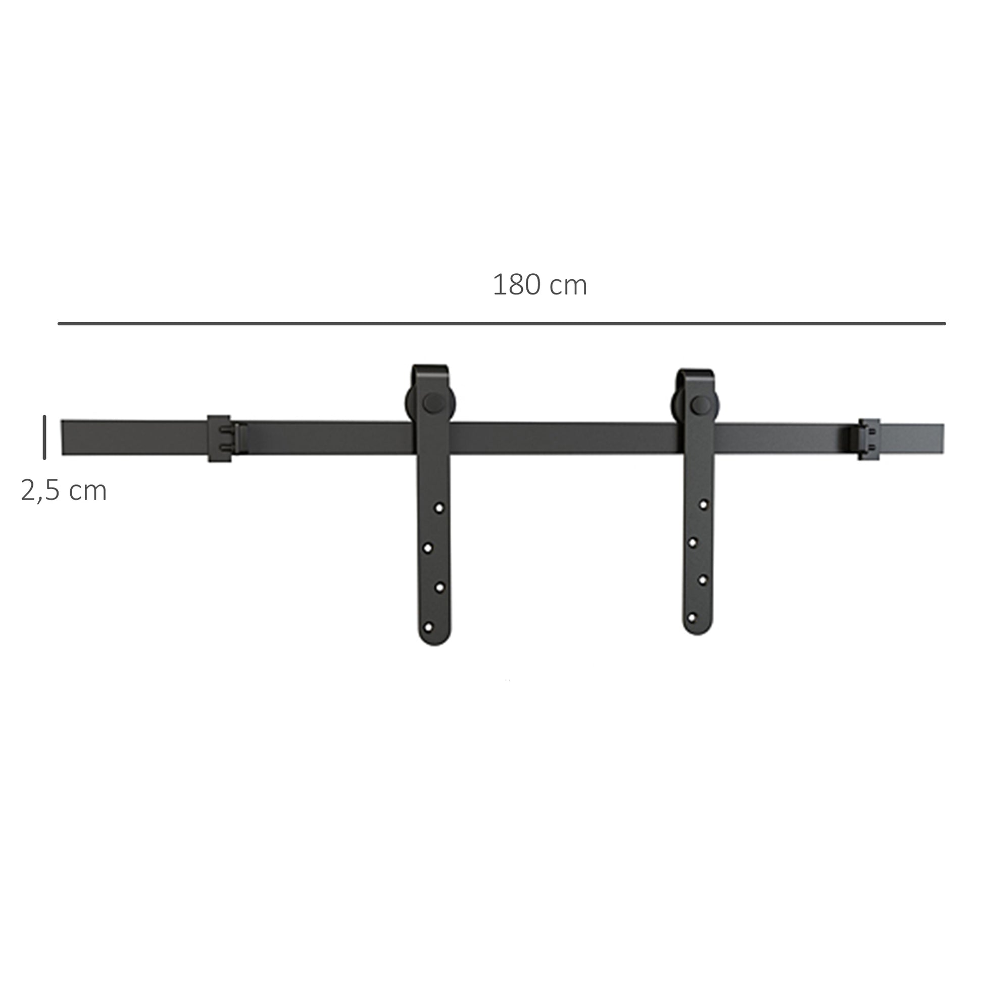 Sliding Pocket Door Kit Galvanized System with 20-25 mm Thick Door Max Width 0.9 m Max Load 20 Kg Black Steel