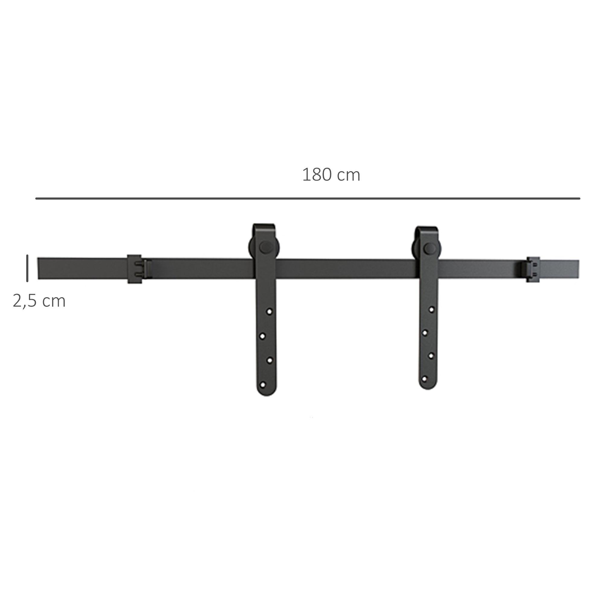 Sliding Pocket Door Kit Galvanized System with 20-25 mm Thick Door Max Width 0.9 m Max Load 20 Kg Black Steel