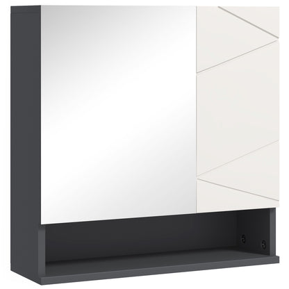 Bathroom Mirror Cabinet, Bathroom Cabinet with Mirror, Wall Cabinet with Adjustable Shelf, Open Compartment, Anti-Fog Feature, Wall Cabinet 55x17x55cm Gray