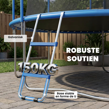 SPORTNOW 2-Step Trampoline Ladder — Wide Anti-Slip Steps, Universal Hook, Galvanized Steel U-Base, 330 lb Capacity, Blue