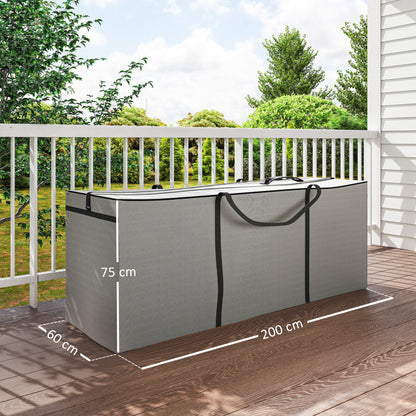 Garden Cushion Storage Bag, Protective Cover, Cushion Bag with Zipper Handle, UV Resistant Waterproof 600D Oxford, for Christmas Tree Cushion Covers Light Gray 200x60x75 cm