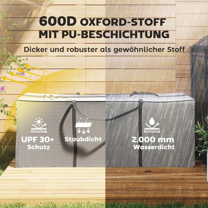 Garden Cushion Storage Bag, Protective Cover, Cushion Bag with Zipper Handle, UV Resistant Waterproof 600D Oxford, for Christmas Tree Cushion Covers Light Gray 200x60x75 cm
