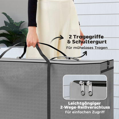 Garden Cushion Storage Bag, Protective Cover, Cushion Bag with Zipper Handle, UV Resistant Waterproof 600D Oxford, for Christmas Tree Cushion Covers Light Gray 200x60x75 cm