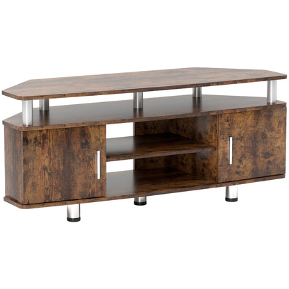 TV Stand TV Cabinet Wooden TV Stand for TVs up to 55 inches with Large Shelf, Cupboards, and Open Compartment for Living Room Bedroom, 120 x 40 x 52 cm, Brown