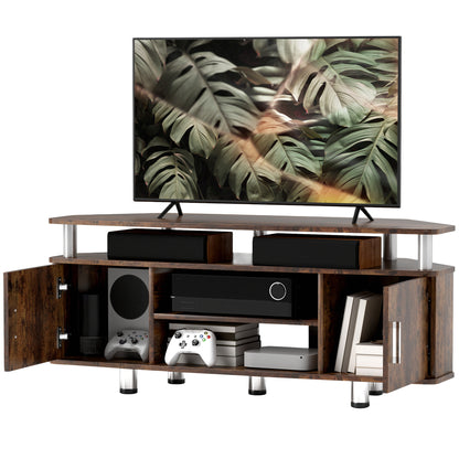 TV Stand TV Cabinet Wooden TV Stand for TVs up to 55 inches with Large Shelf, Cupboards, and Open Compartment for Living Room Bedroom, 120 x 40 x 52 cm, Brown