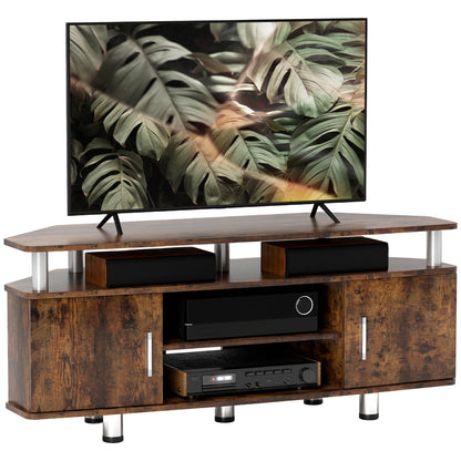 TV Stand TV Cabinet Wooden TV Stand for TVs up to 55 inches with Large Shelf, Cupboards, and Open Compartment for Living Room Bedroom, 120 x 40 x 52 cm, Brown