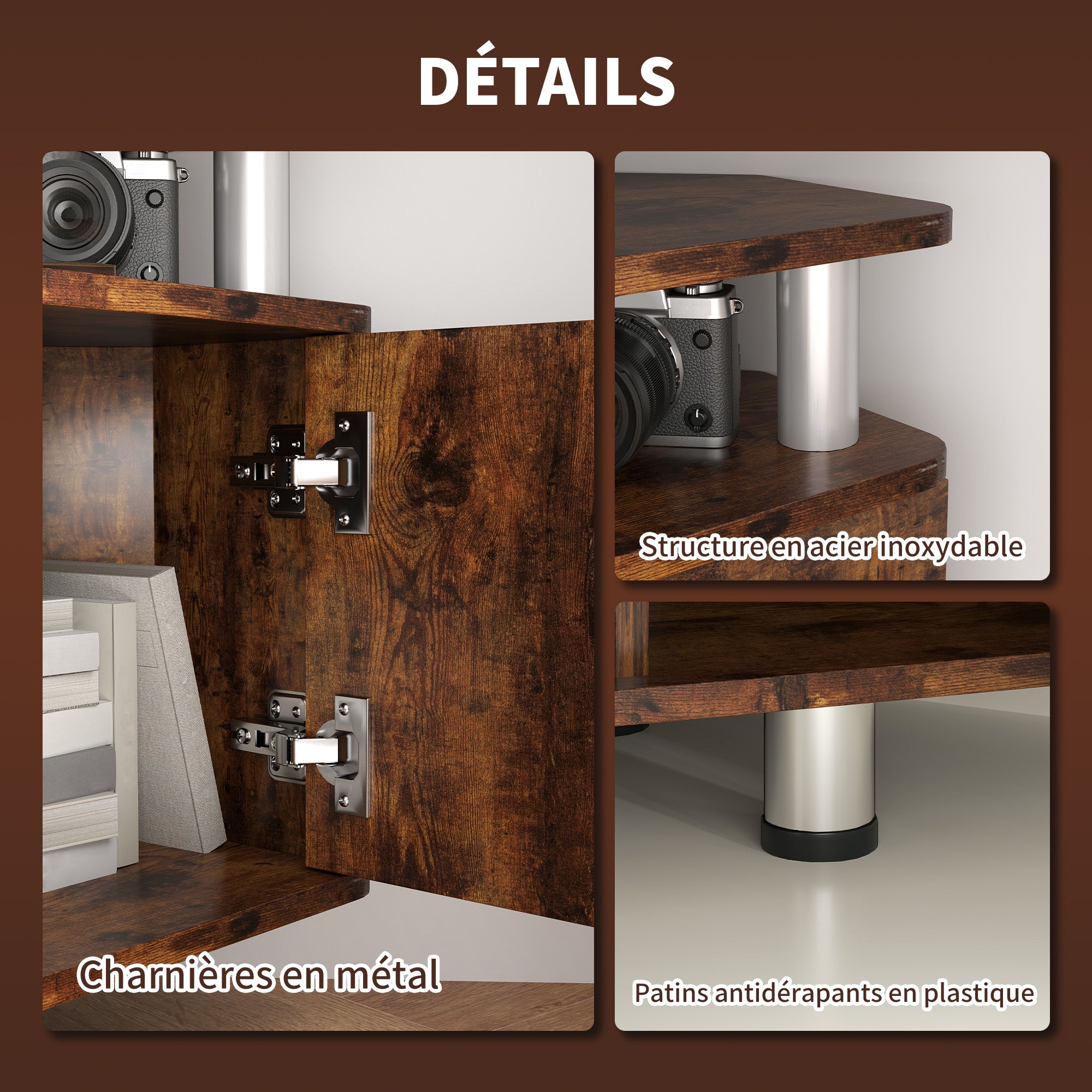 TV Stand TV Cabinet Wooden TV Stand for TVs up to 55 inches with Large Shelf, Cupboards, and Open Compartment for Living Room Bedroom, 120 x 40 x 52 cm, Brown