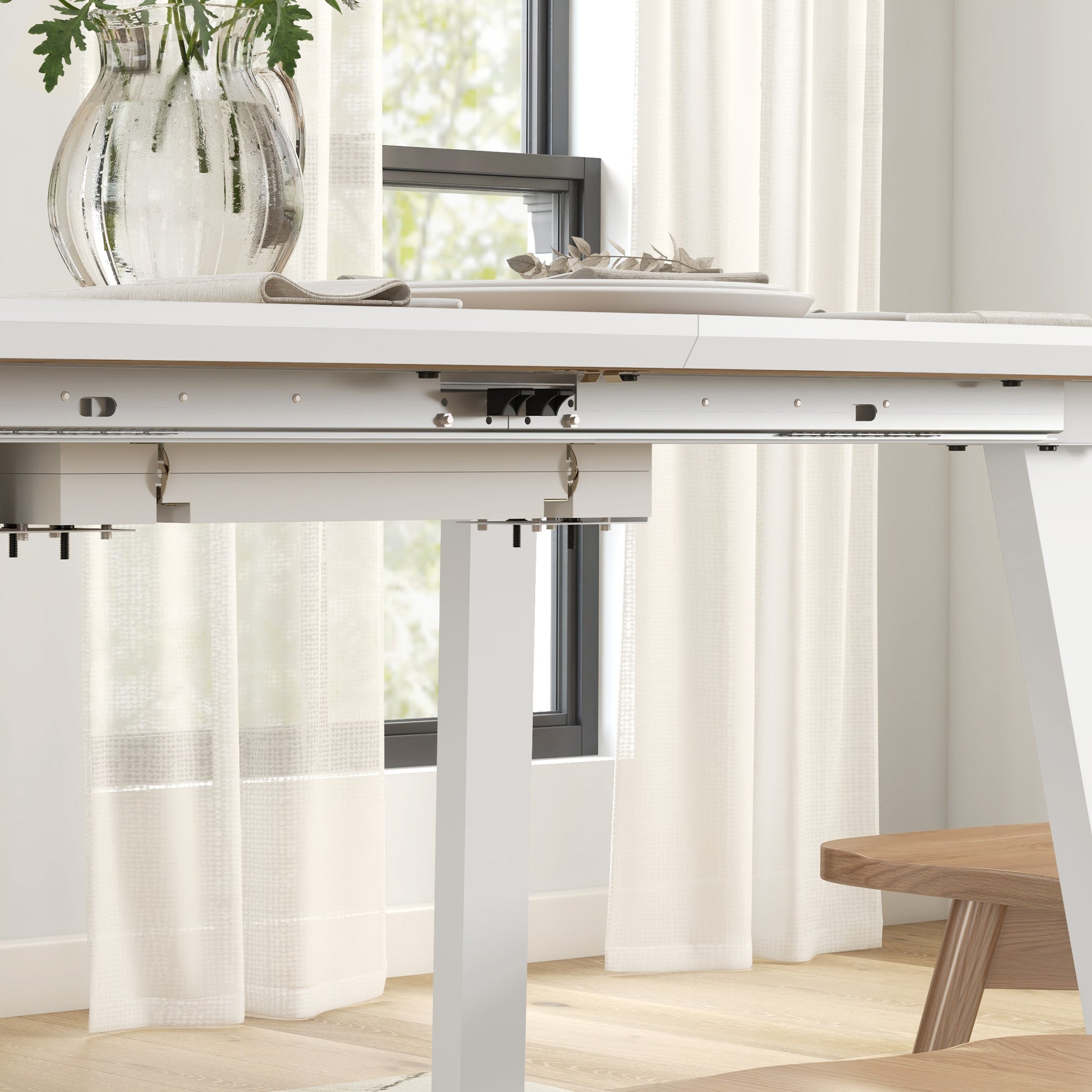 Extendable Rectangular Dining Table for 4-6 Persons Made of Steel Dining Table 120/160 x 80 x 76 cm Oak