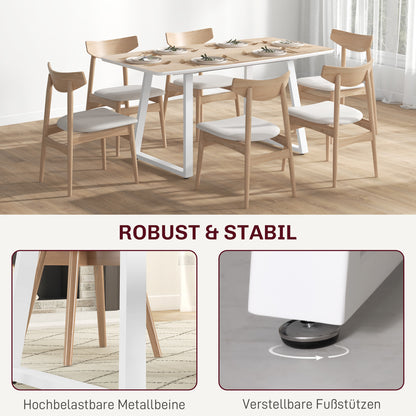 Extendable Rectangular Dining Table for 4-6 Persons Made of Steel Dining Table 120/160 x 80 x 76 cm Oak