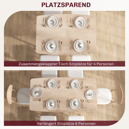Extendable Rectangular Dining Table for 4-6 Persons Made of Steel Dining Table 120/160 x 80 x 76 cm Oak