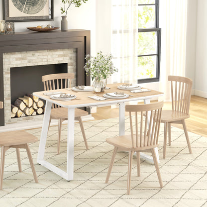 Extendable Rectangular Dining Table for 4-6 Persons Made of Steel Dining Table 120/160 x 80 x 76 cm Oak