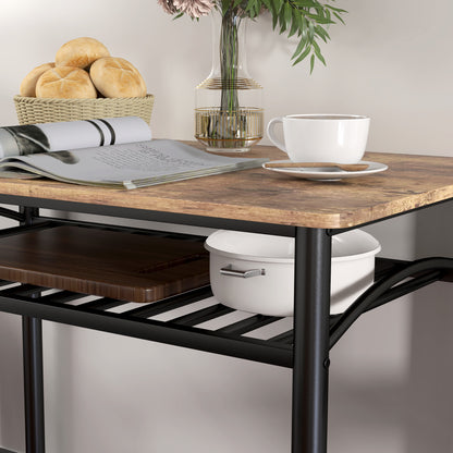 4-piece Dining Set, Dining Table with 2 Chairs, Bench, Space-Saving Dining Room Set, Dining Table Set for Small Spaces, Kitchen, Dining Room, Brown