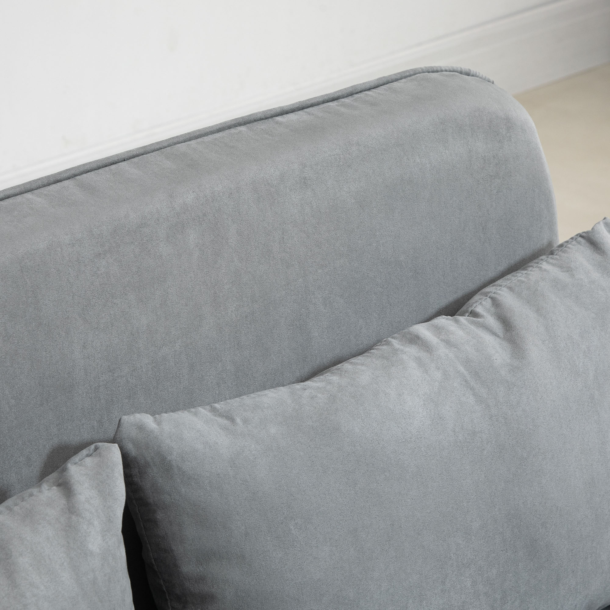 Sleeper Sofa Bed with Adjustable Backrest, Throw Pillows, Sofa Bed with Sleeping Function, Velvet Look, Armrest, Guest Bed, Folding Chair for Living Room, Bedroom, Light Grey